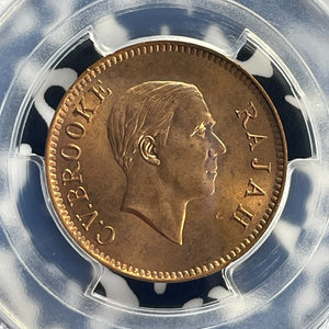 1937-H Sarawak 1 Cent PCGS MS65RD Lot#G717 Gem BU!