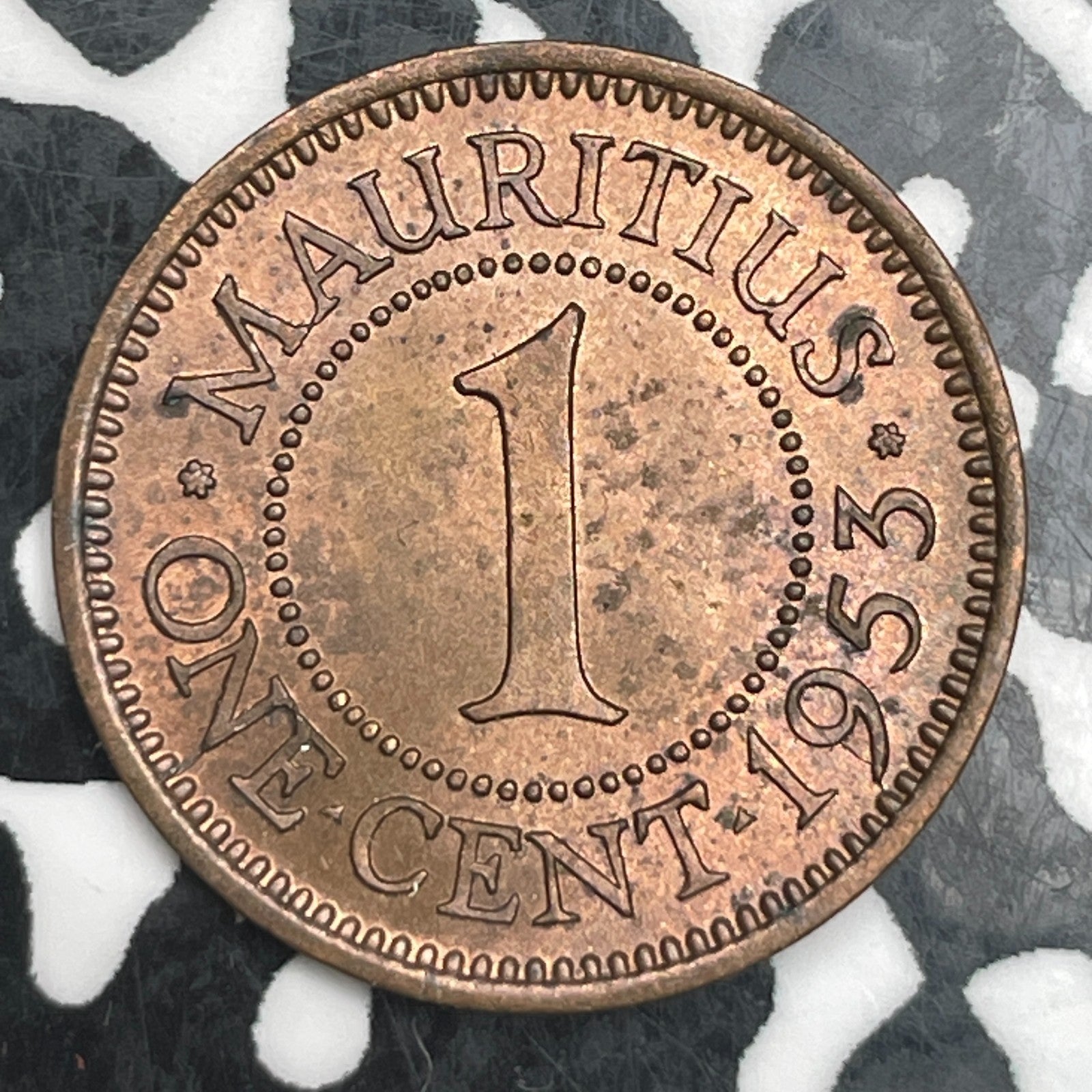 1953 Mauritius 1 Cent Lot#F7228 High Grade! Beautiful!