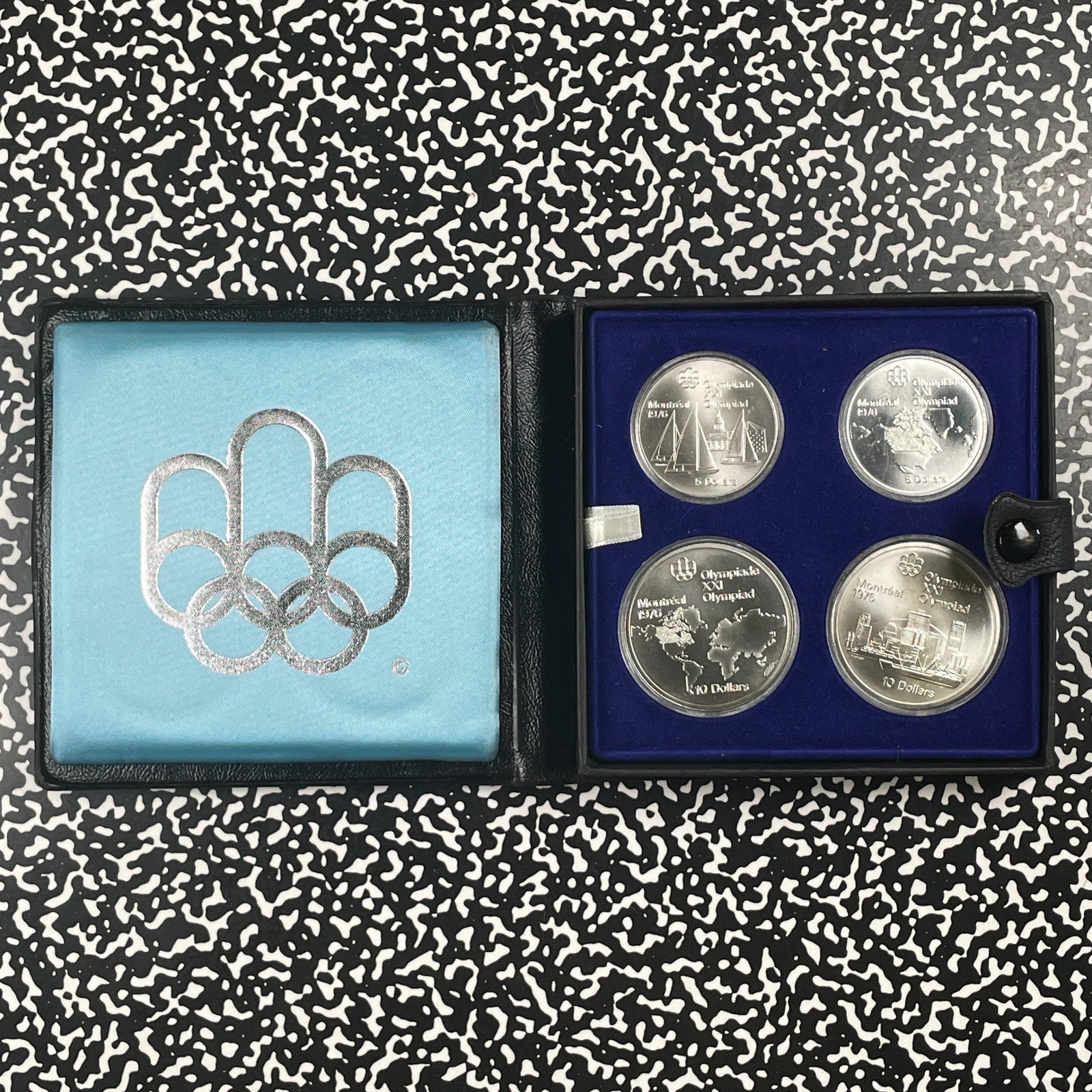 1976 Canada Montreal Olympics 4x Coin Mint Set Lot#B3506 Silver! With Case & COA