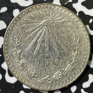 1933 Mexico 1 Peso Lot#E5002 Silver! High Grade! Beautiful!