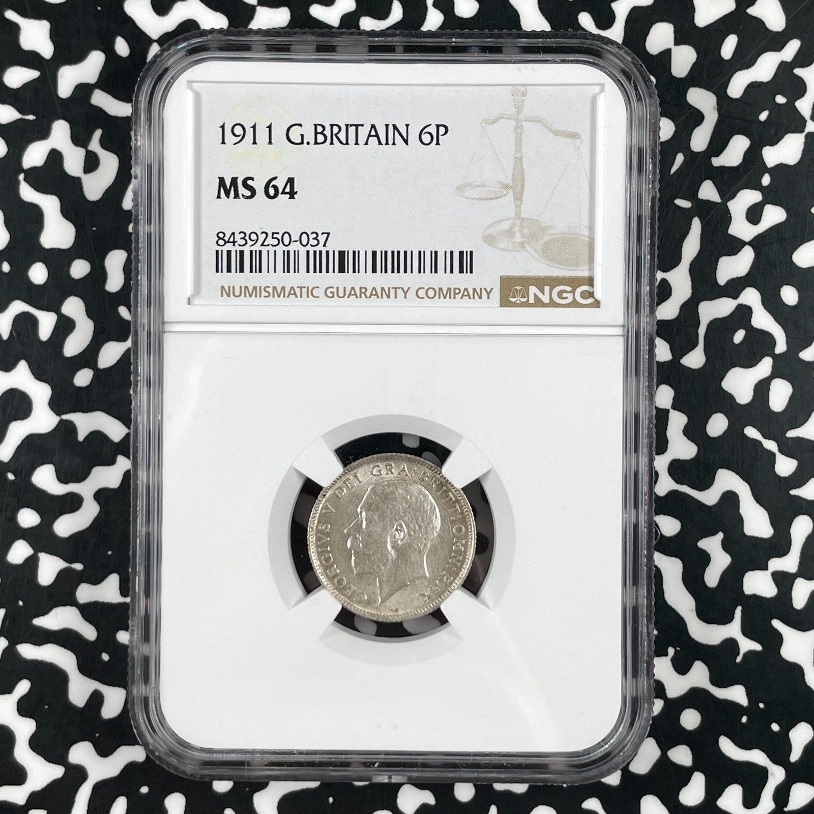1911 Great Britain 6 Pence NGC MS64 Lot#G3357 Silver! Choice UNC!