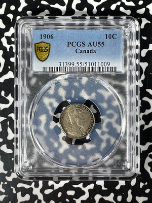 1906 Canada 10 Cents PCGS AU55 Lot#G162 Silver!