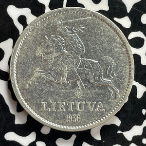 1936 Lithuania 10 Litu Lot#JM9882 Silver! Nice Detail, Old Cleaning