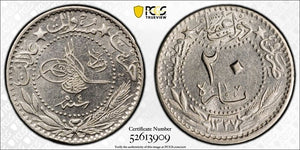 AH 1327 Year 4 (1912) Turkey 20 Para PCGS MS62 Lot#G907 Nice UNC! KM#761