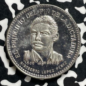 1980 Nicaragua 500 Cordobas Lot#JM9992 Silver! Proof! KM#47