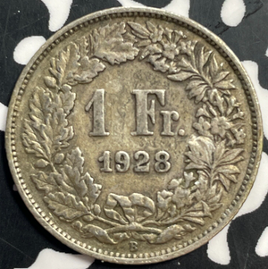 1928 Switzerland 1 Franc Lot#E8240 Silver!