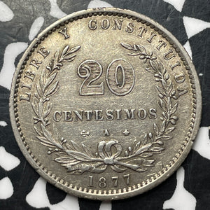 1877-A Uruguay 20 Centesimos Lot#MK237 Silver!