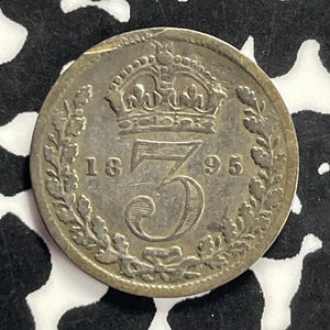 1895 Great Britain 3 Pence Threepence Lot#T9439 Silver!