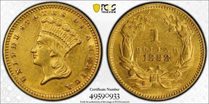 1888 U.S. $1 Dollar PCGS AU55+ Lot#G8826 Gold! 15,501 Minted