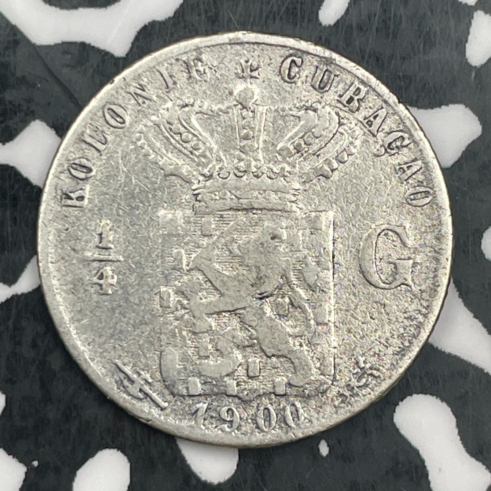 1900 Curacao 1/4 Gulden Lot#F9425 Silver!