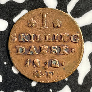 1812 Denmark 1 Skilling Lot#E3297 Nice Detail, Cleaned