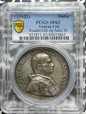 (1932) Vatican City New Art Gallery Medal PCGS SP63 Lot#GV8570 Silver!