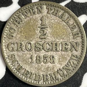 1858-B Germany Hannover 1/2 Groschen Half Groschen Lot#D8752