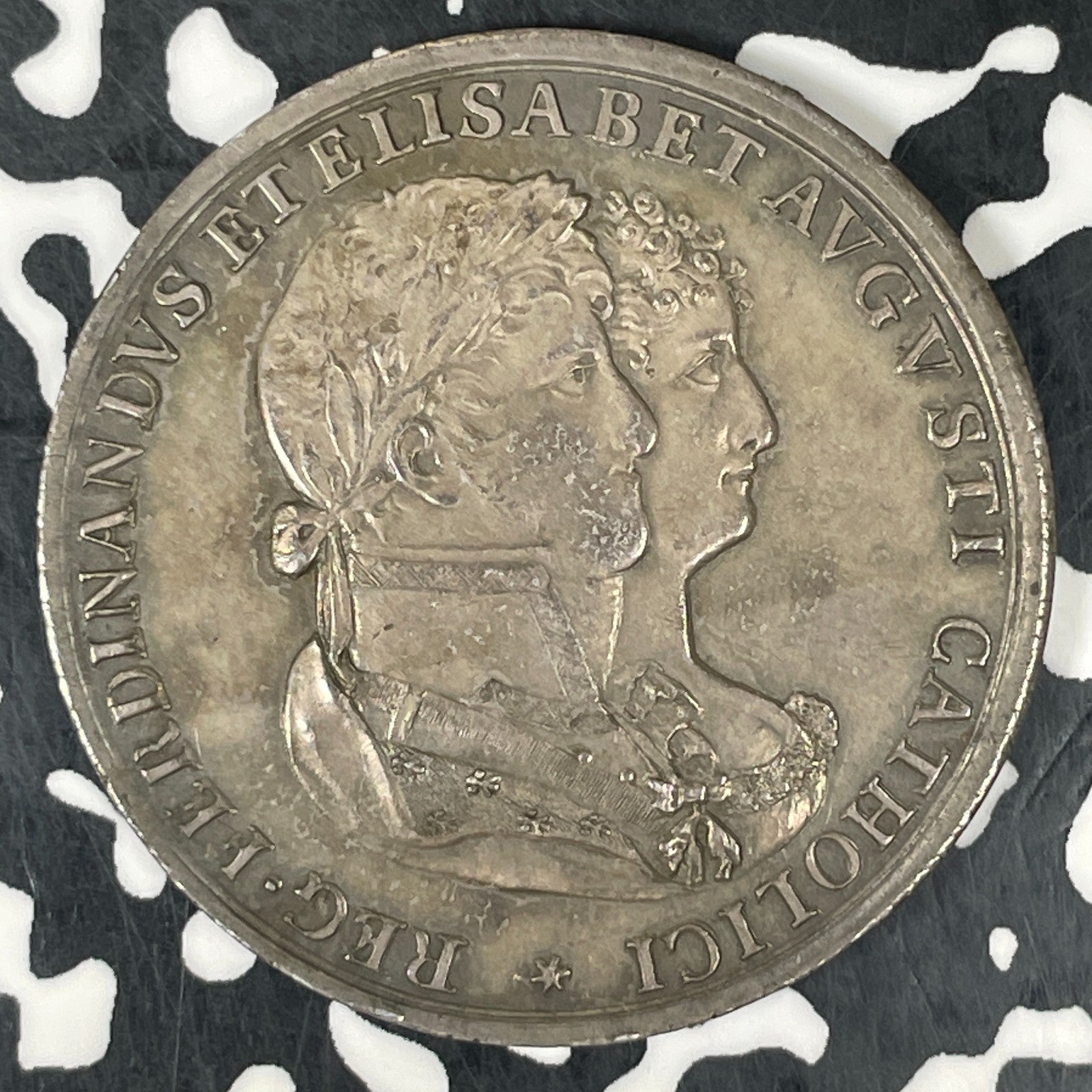 1816 Spain Ferdinand VII & Elizabeth Marriage Medal Lot#JM0595 Silver! 35mm
