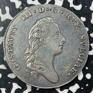 1776-OL Sweden 1 Riksdaler Lot#JM8520 Large Silver! Nice Detail, Old Cleaning