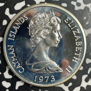 1973 Cayman Islands $5 Dollars Lot#E9693 Large Silver Coin! Proof!