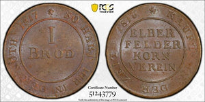 1817 Germany Elberfeld 1 Bread Token PCGS MS61BN Lot#G9352 Nice UNC! Sch.-501