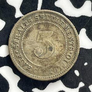 1910 Straits Settlements 5 Cents Lot#C1293 Silver!