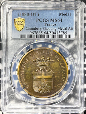 (1880-DT) France Chambery Shooting Festival Medal PCGS MS64 Lot#G8840