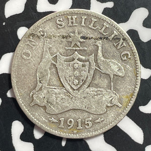 1915-H Australia 1 Shilling Lot#T1558 Silver! Key Date!