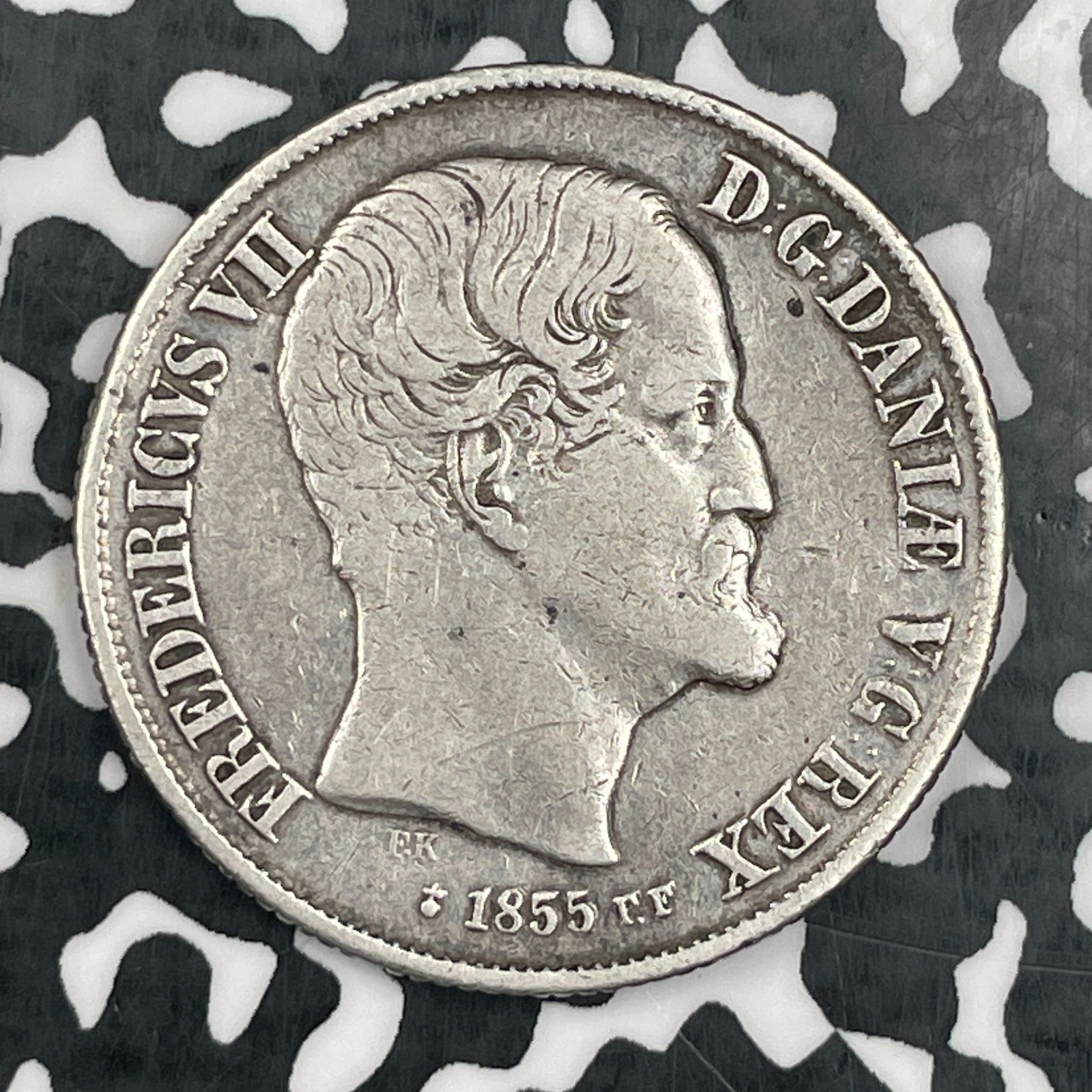 1855 Denmark 1 Rigsdaler Lot#JM2167 Silver!