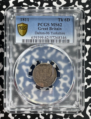 1811 G.B. Yorkshire Cattle & Barber 6 Pence Token PCGS MS62 Lot#G766 Silver!