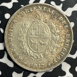 1917 Uruguay 50 Centesimos Lot#T0258 Silver!