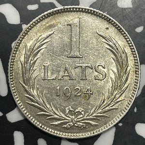 1924 Latvia 1 Lats Lot#E8593 Silver! Nice!