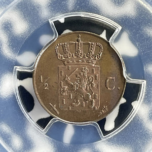 1873 Netherlands 1/2 Cent PCGS MS64BN Lot#G808 Choice UNC!