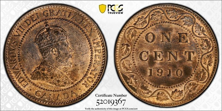 1910 Canada Large Cent PCGS MS64RB Lot#G1506 Choice UNC!