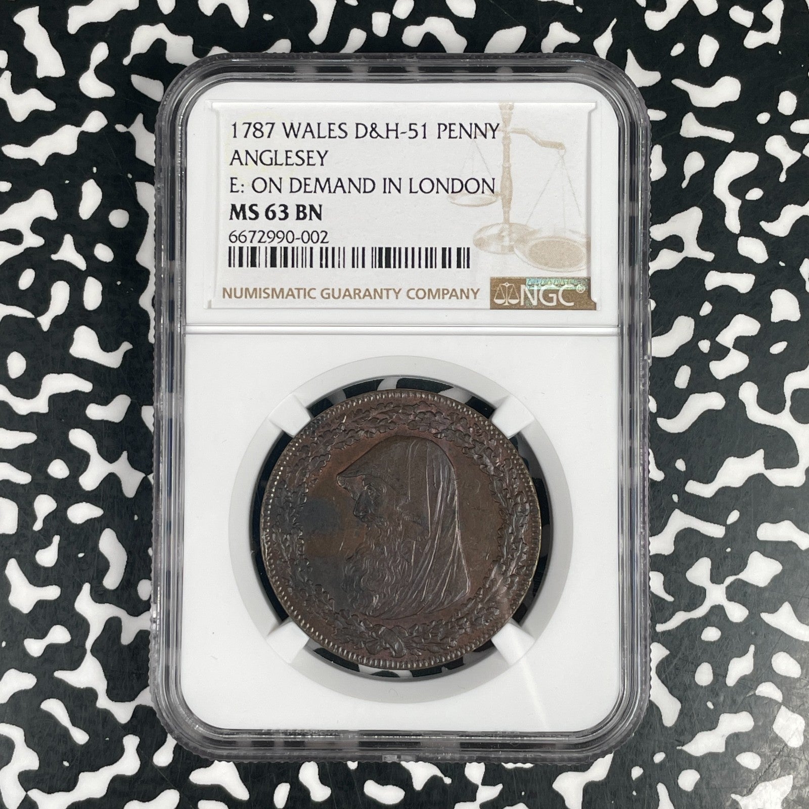 1787 G.B. Wales Anglesey Mines 1 Penny Conder Token NGC MS63BN Lot#G3753 DH#51