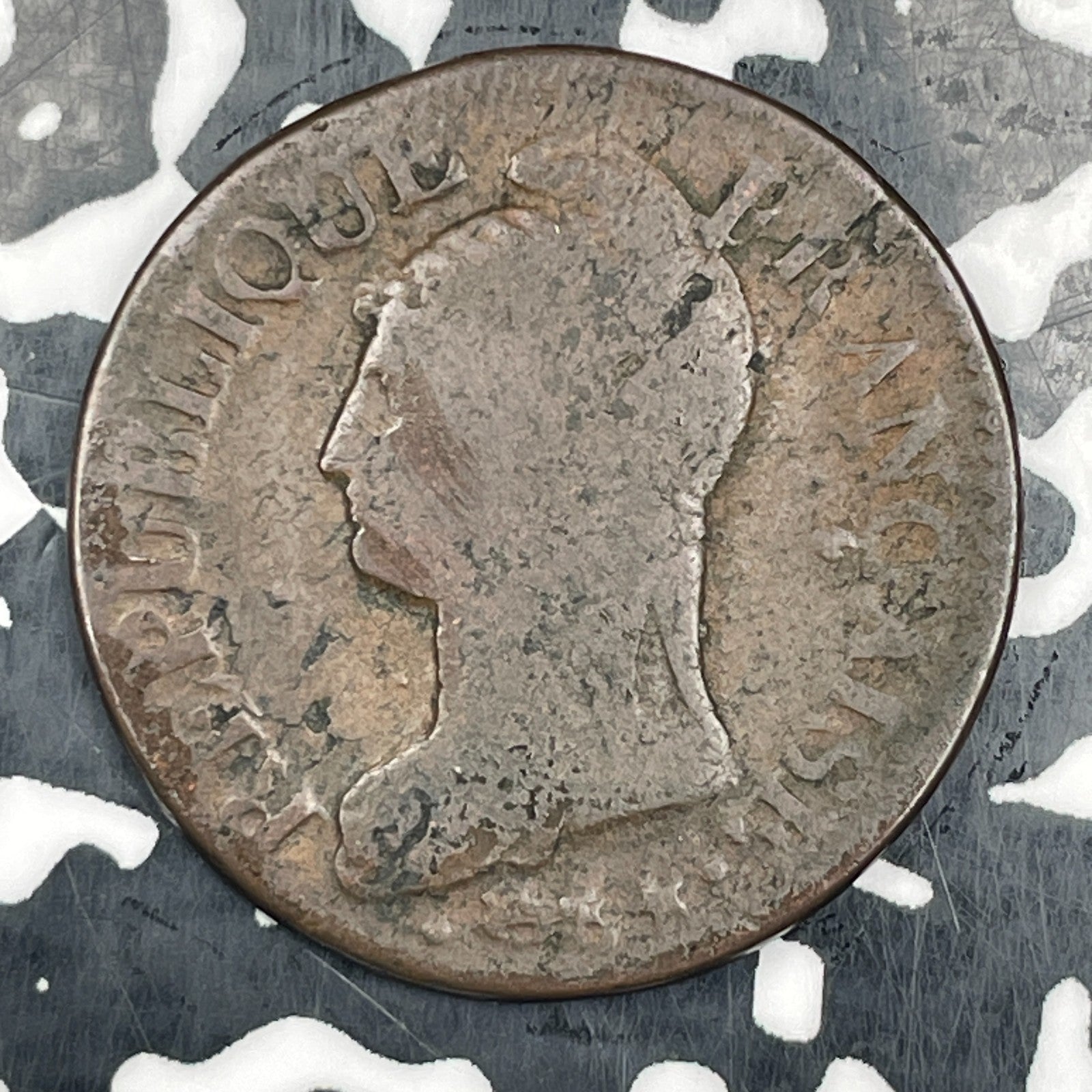 LAN 8-AA (1799-1800) France 5 Cent Lot#N3098 Reverse Scratched