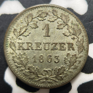 1863 Germany Bavaria 1 Kreuzer Lot#MK310