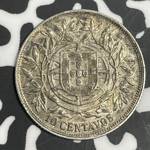 1915 Portugal 10 Centavos Lot#E6490 Silver!