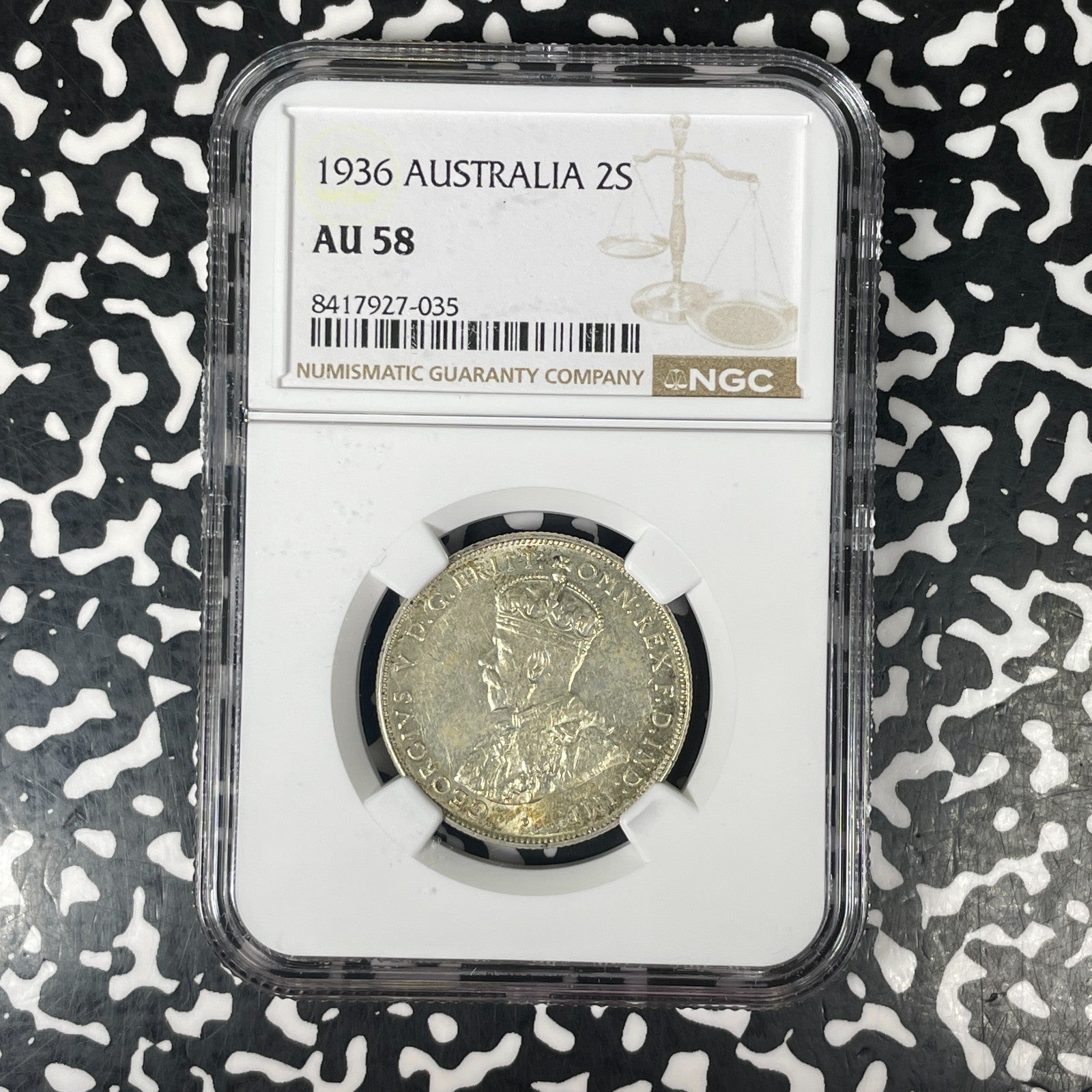 1936 Australia 1 Florin NGC AU58 Lot#G1548 Silver!