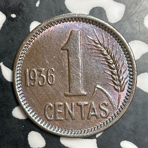 1936 Lithuania 1 Centas Lot#E9804 High Grade! Beautiful!