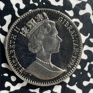 1994 Gibraltar 1 Crown Lot#T7044 KM#243, Dolphins
