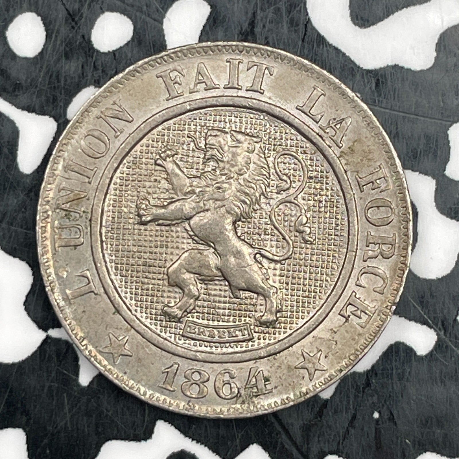 1864 Belgium 10 Centimes Lot#N0920 High Grade! Beautiful!