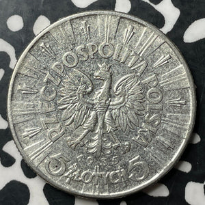 1935 Poland 5 Zlotych Lot#E7023 Silver! Nice!