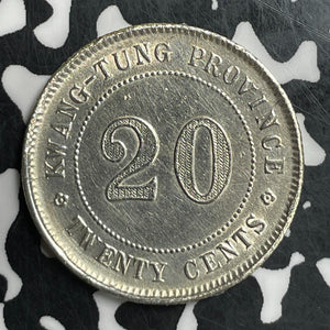 (1922) China Kwangtung 20 Cents Lot#T6605 Silver! Cleaned