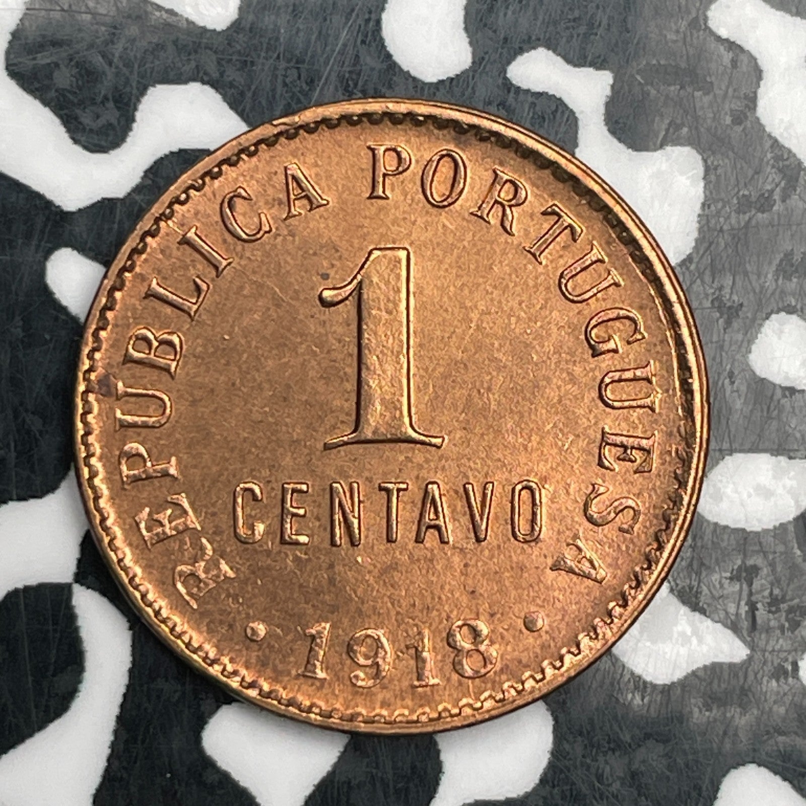 1918 Portugal 1 Centavo Lot#N2505 High Grade! Beautiful!