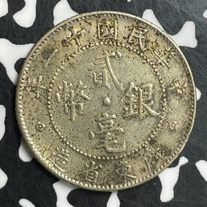 (1922) China Kwangtung 20 Cents Lot#T6600 Silver!