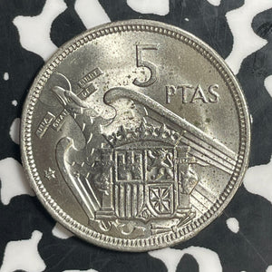 1957(58) Spain 5 Pesetas Lot#T3712 Key Date! High Grade! Beautiful!
