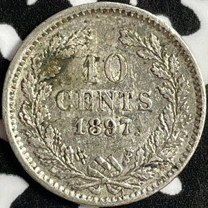 1897 Netherlands 10 Cents Lot#E0619 Silver! High Grade! Beautiful!