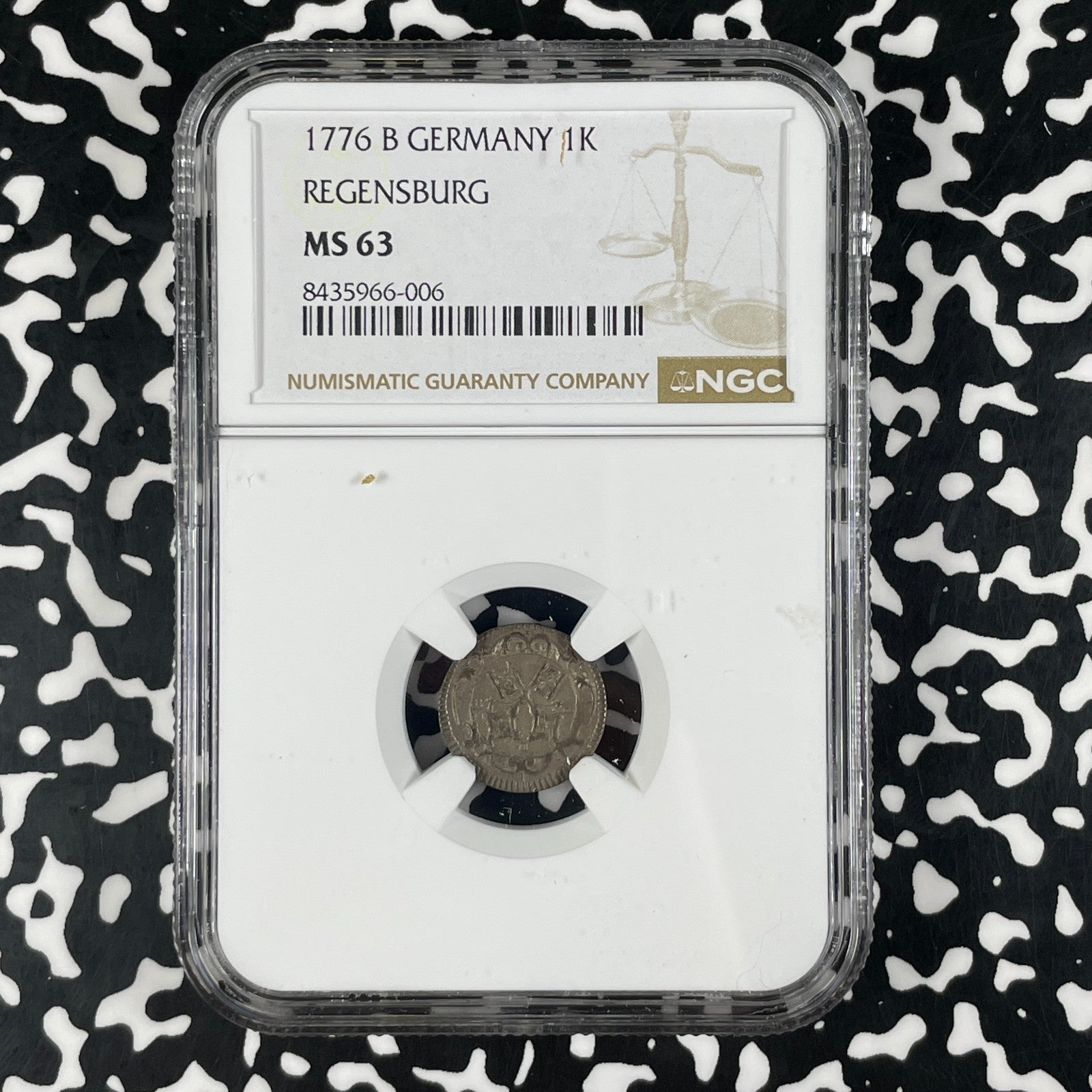 1776-B Germany Regensburg 1 Kreuzer NGC MS63 Lot#G2325 Silver! Choice UNC!