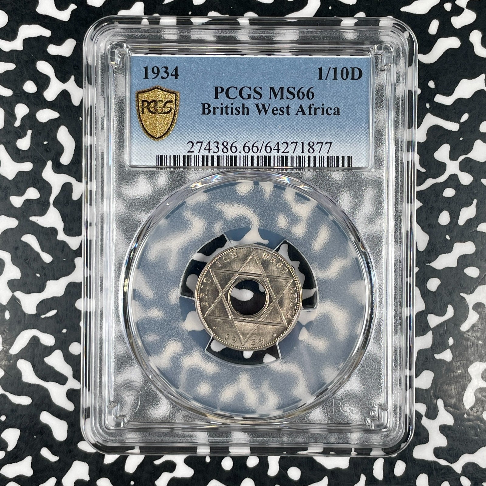 1934 British West Africa 1/10 Penny PCGS MS66 (16 Available) (1 Coin Only)