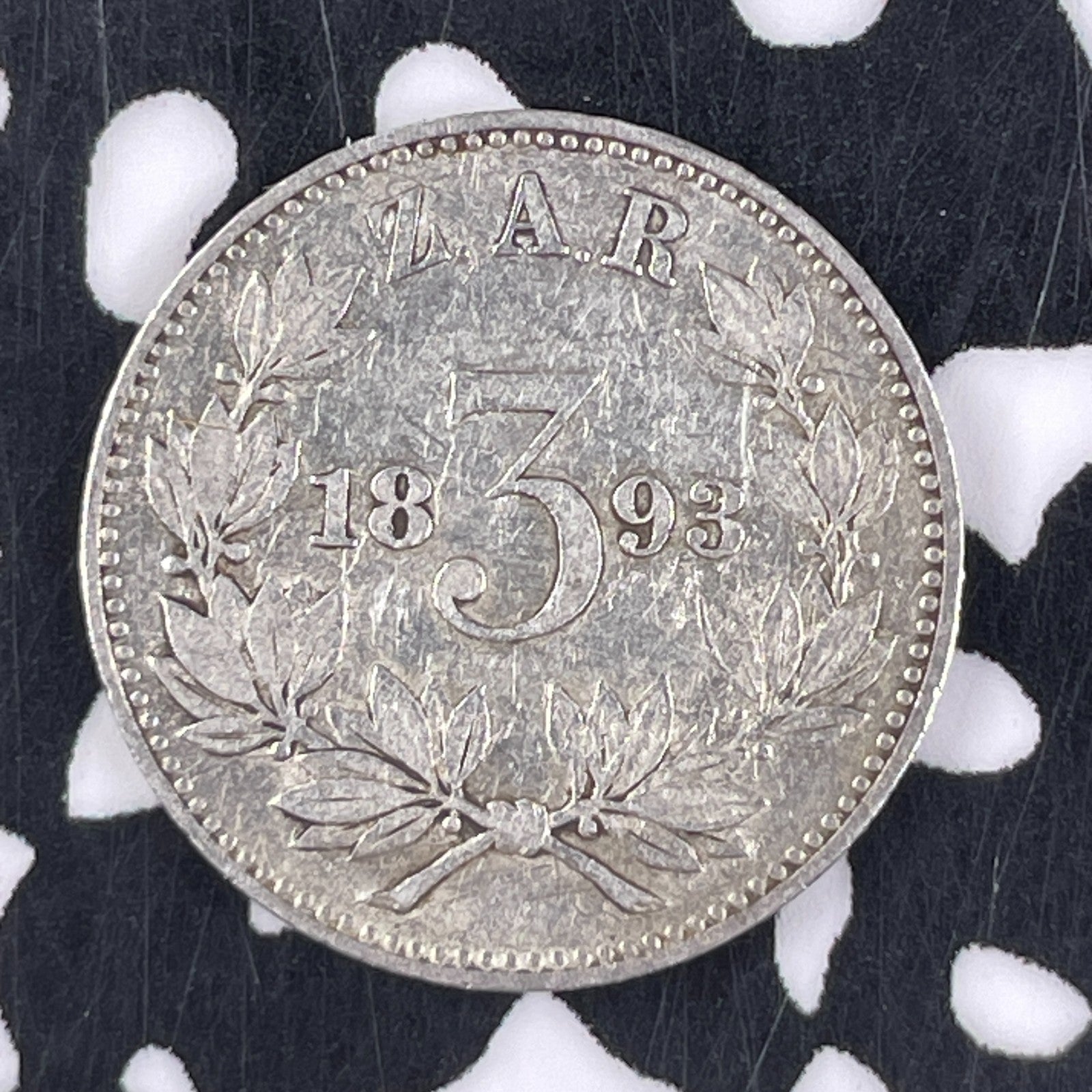 1893 South Africa 3 Pence Threepence Lot#F3310 Silver! Low Mintage