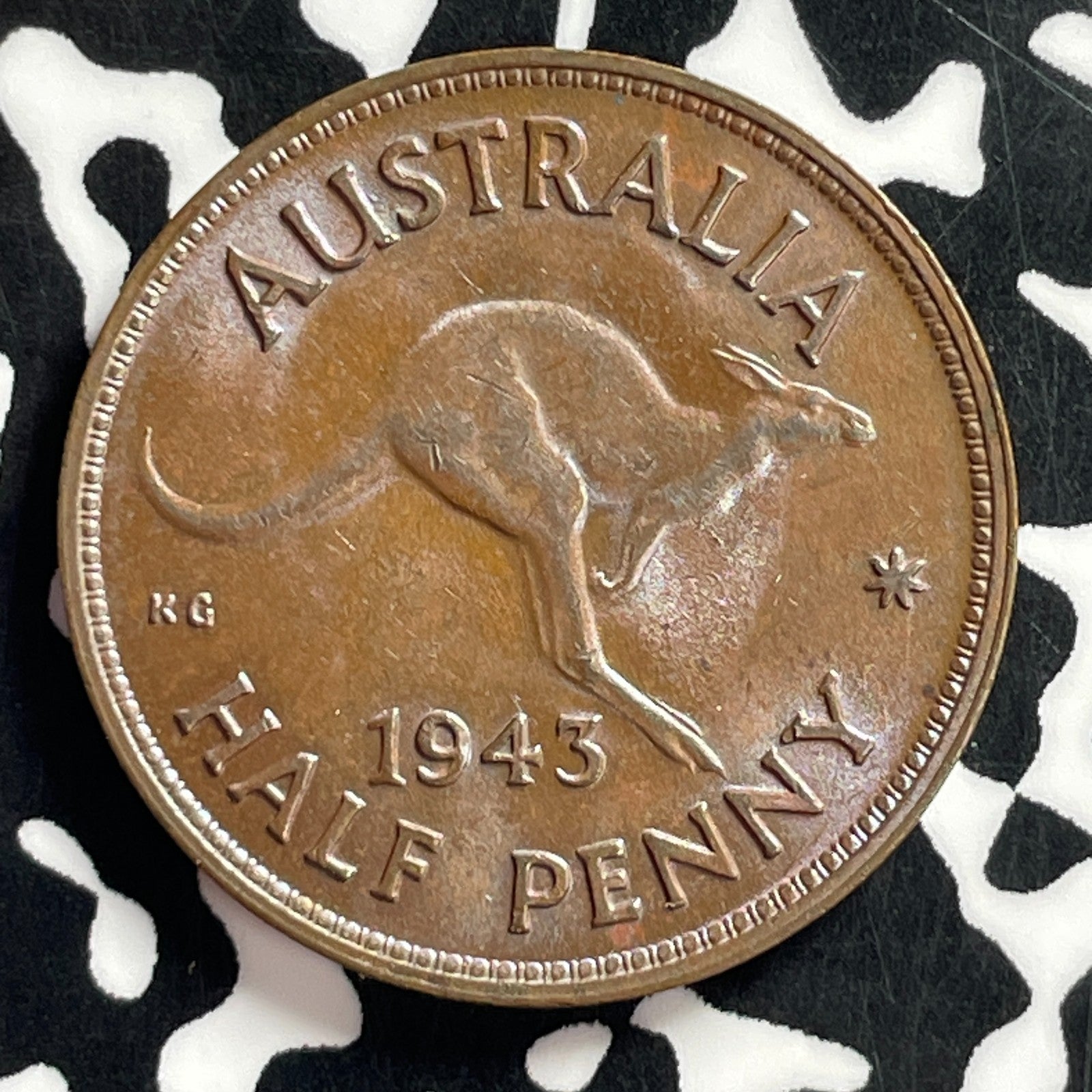 1943 Australia 1/2 Penny Half Penny Lot#C2293 High Grade! Beautiful!