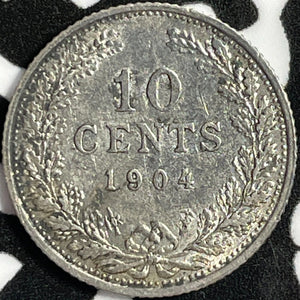 1904 Netherlands 10 Cents Lot#D8868 Silver! Nice!