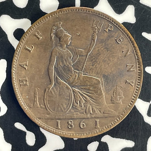 1861 Great Britain 1/2 Penny Half Penny Lot#T8667 Nice!